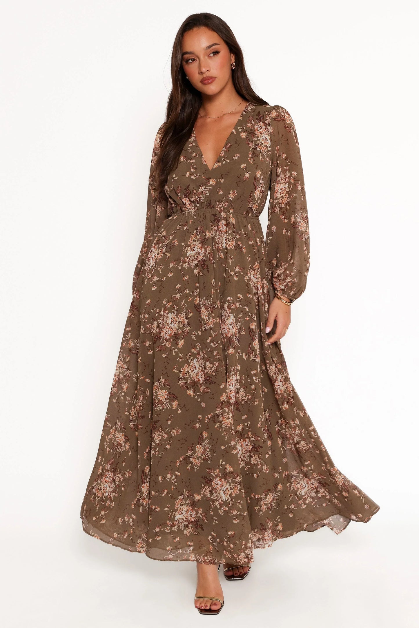 Anisa Maxi Dress Olive Floral