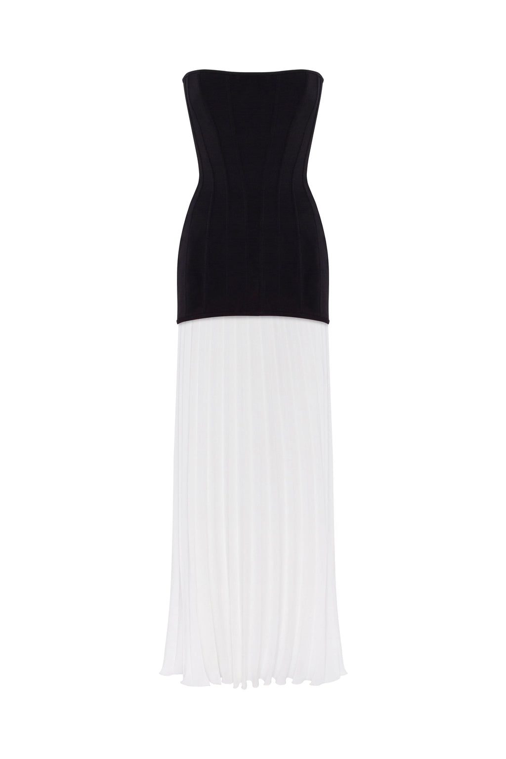 BlackWhite dress with a pleated skirt Parisienne