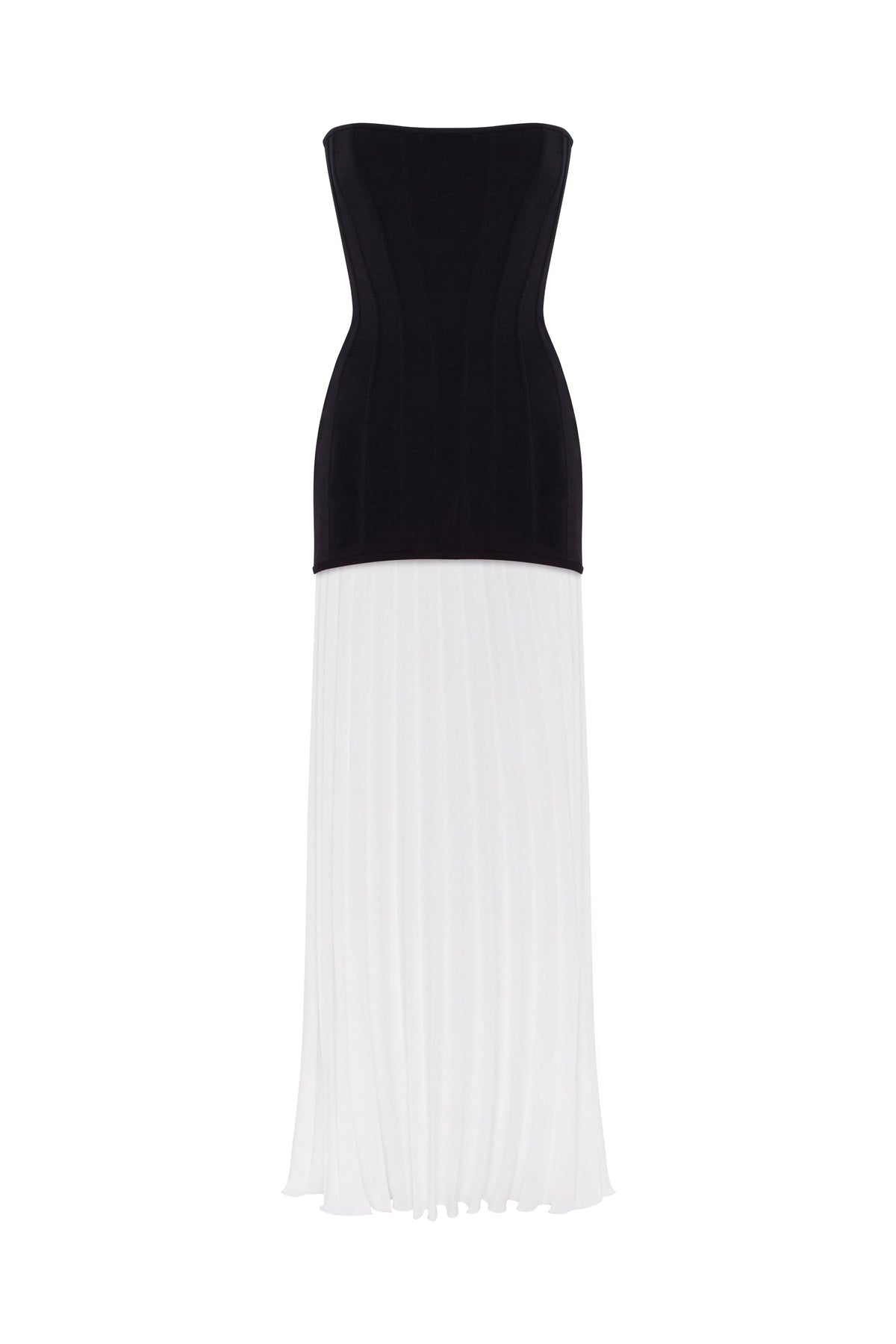 BlackWhite dress with a pleated skirt Parisienne