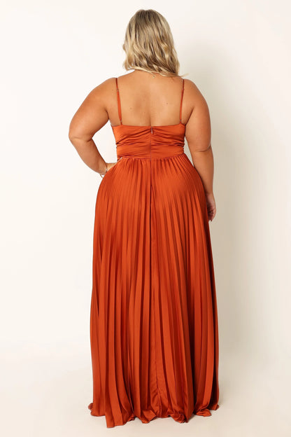 Naira Pleated Maxi Dress Sunset Orange