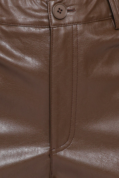 Emer Leather Pant Chocolate Brown