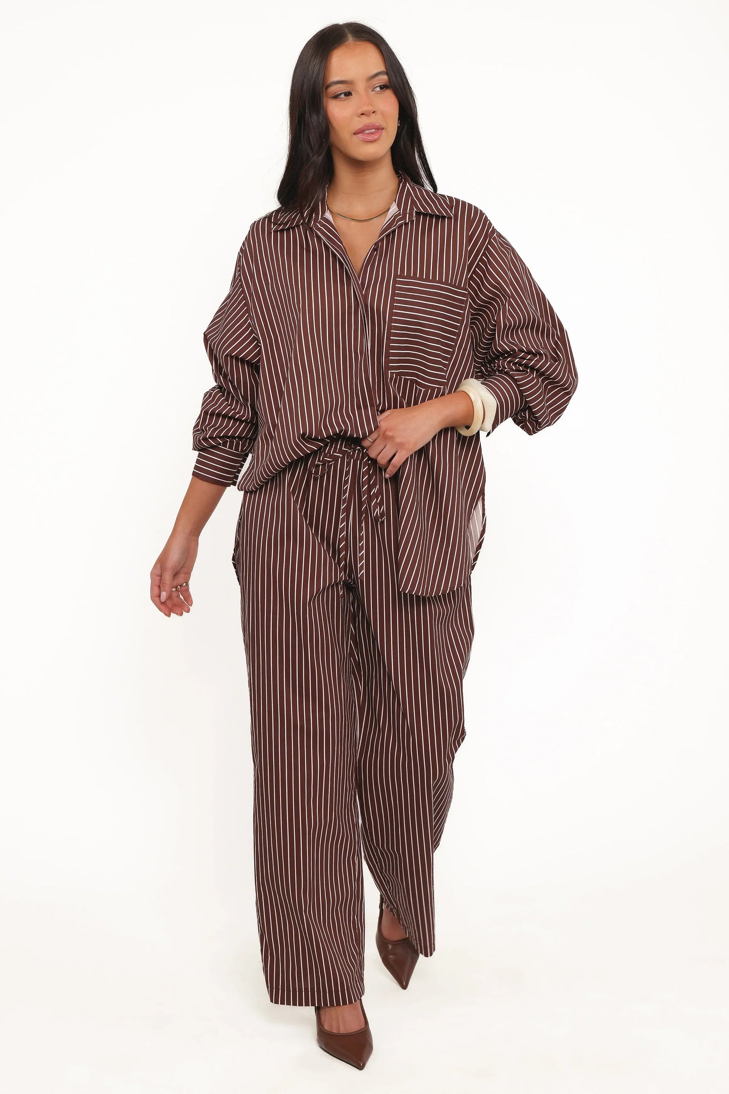Darya Shirt Chocolate Stripe
