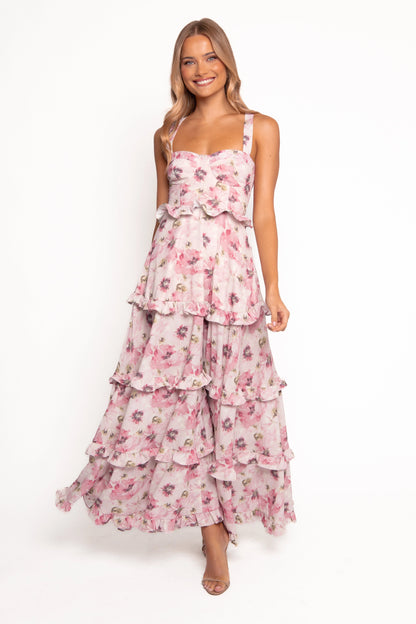 Lillee Tiered Maxi Dress Pink Bloom