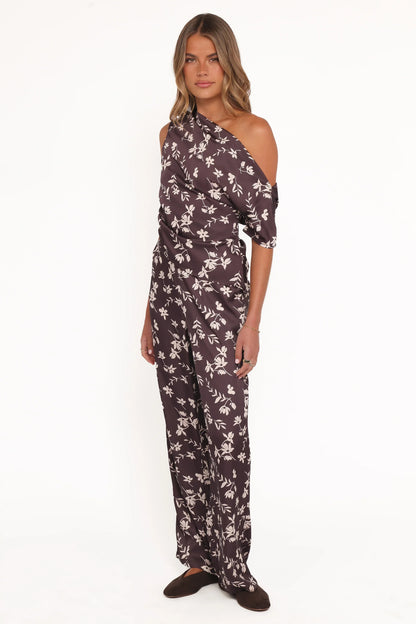 Romola Pant Brown Cream Floral