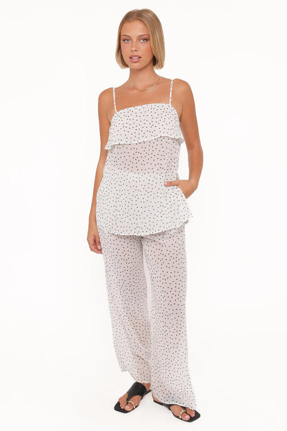 Hazel Pant Set Cream Polka Dot