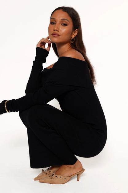 Archie Off the Shoulder Midi Dress Black