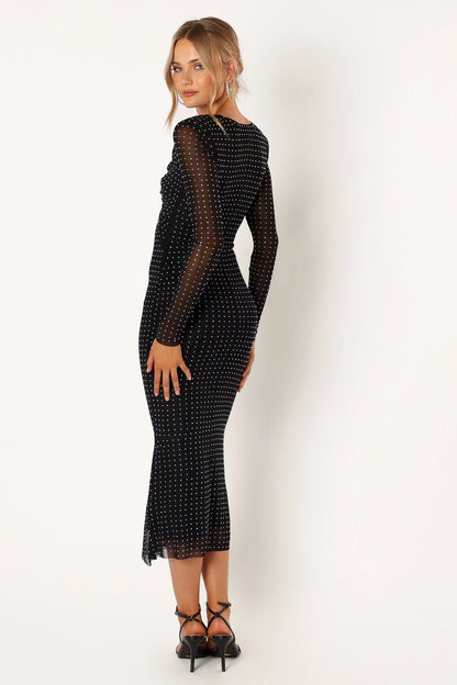 Salvatore Long Sleeve Midi Dress Black