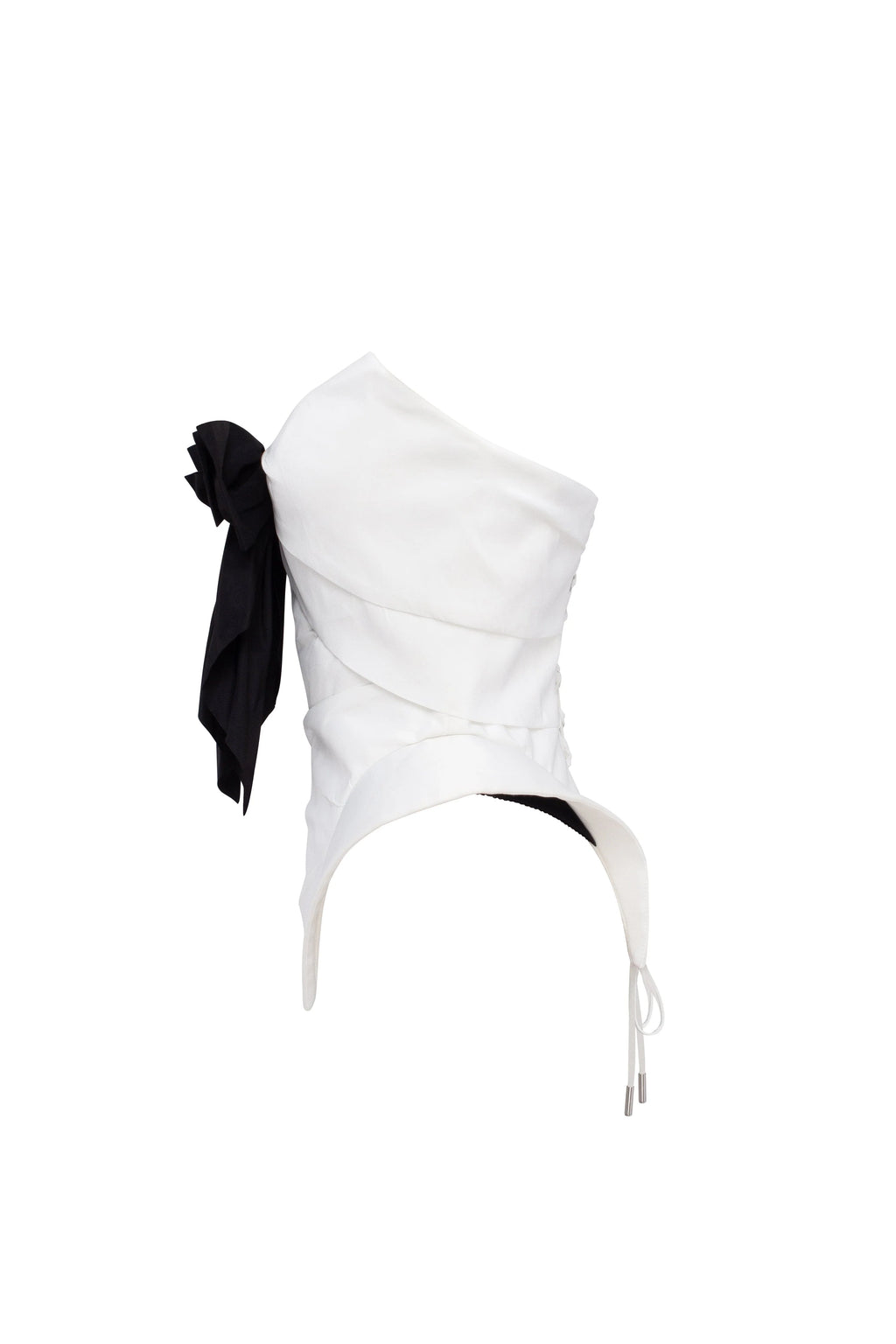Sleeveless white corset with detachable bow Parisienne