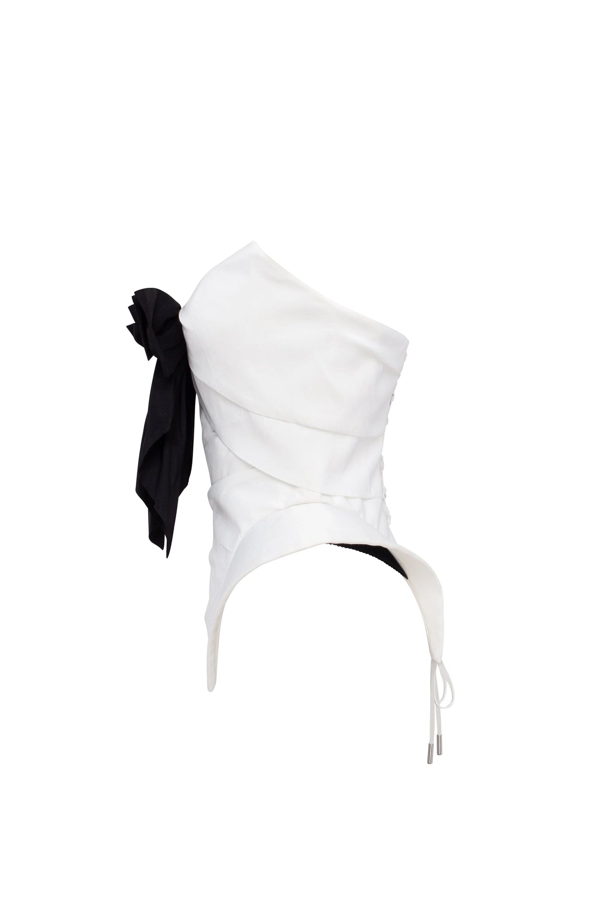 Sleeveless white corset with detachable bow Parisienne