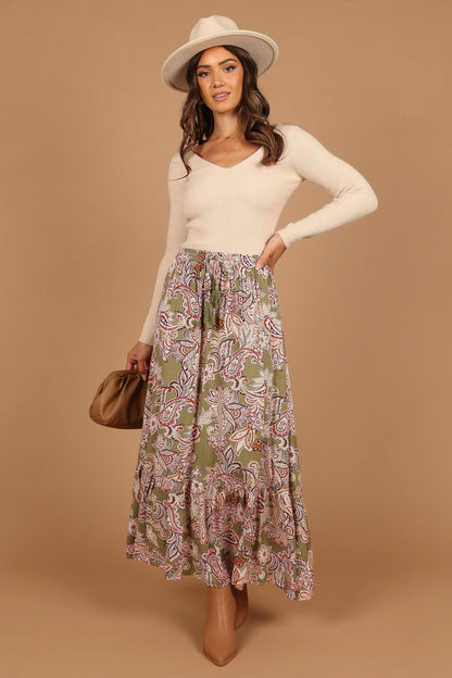 Katherine Skirt Olive Paisley