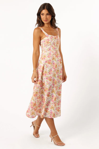 Cosima Midi Dress Pink Floral