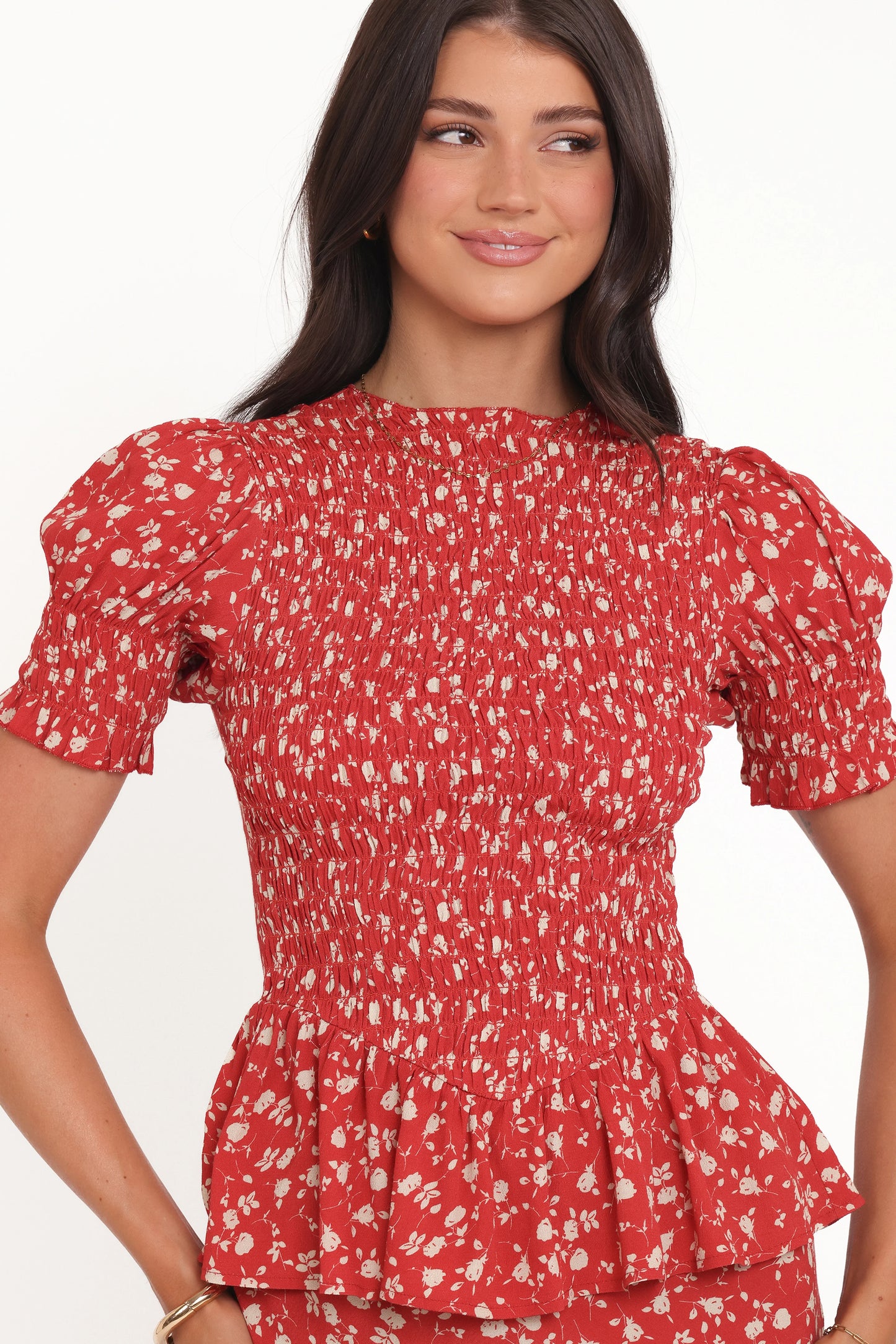 Zoella Peplum Top Red Floral
