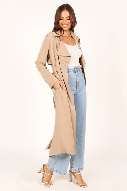 Robyn Tie Front Trench Coat Beige