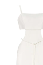 White Casual side cut out maxi dress