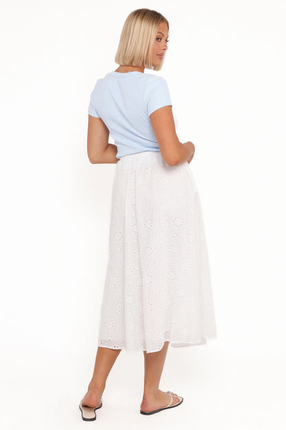 Sinead Eyelet Maxi Skirt White
