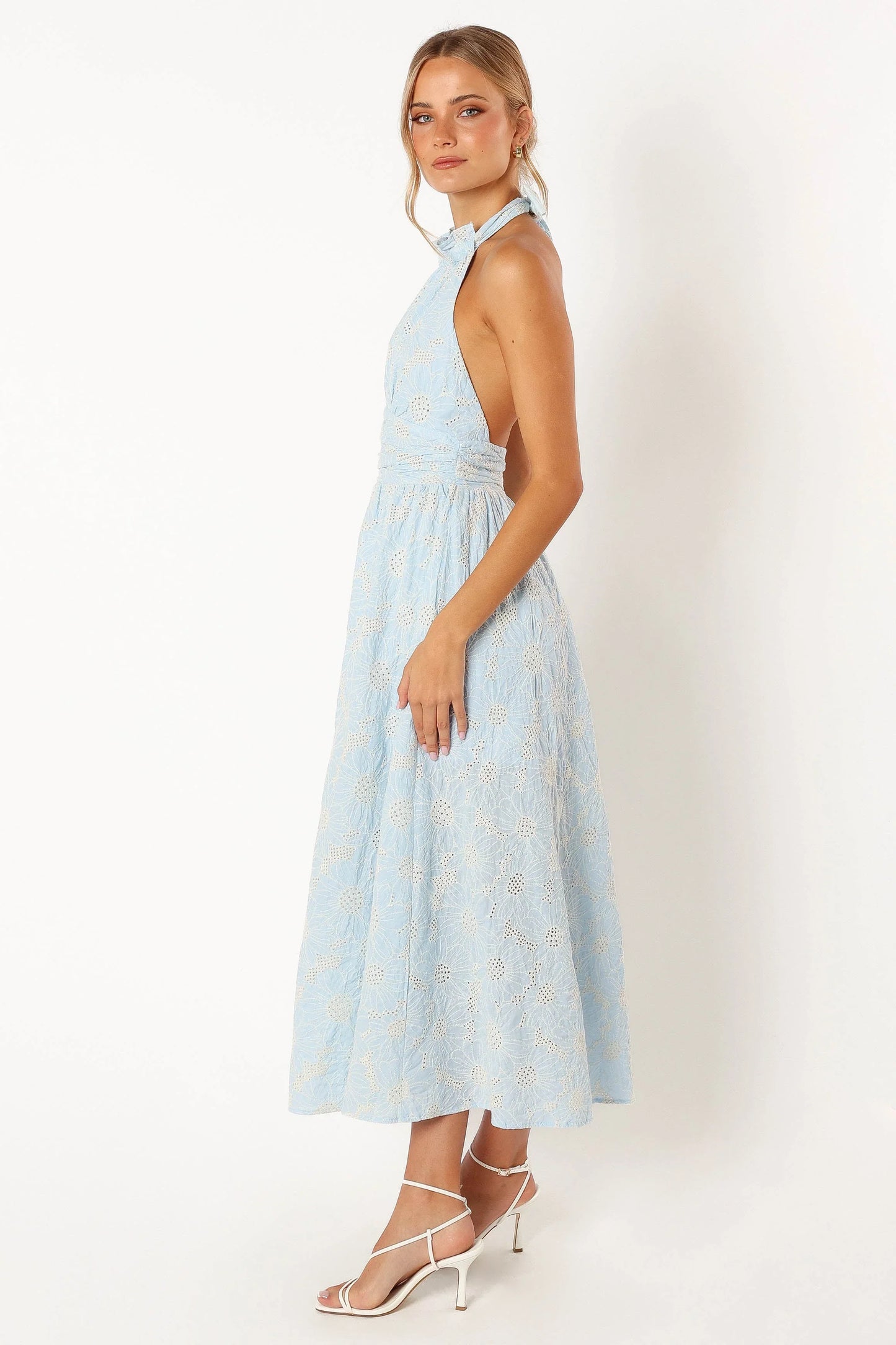 Taila Halterneck Midi Dress Blue Floral