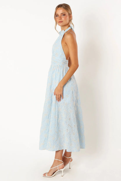 Taila Halterneck Midi Dress Blue Floral