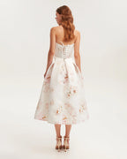Pink peony corset midi dress Garden of Eden