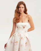 Pink peony corset midi dress Garden of Eden