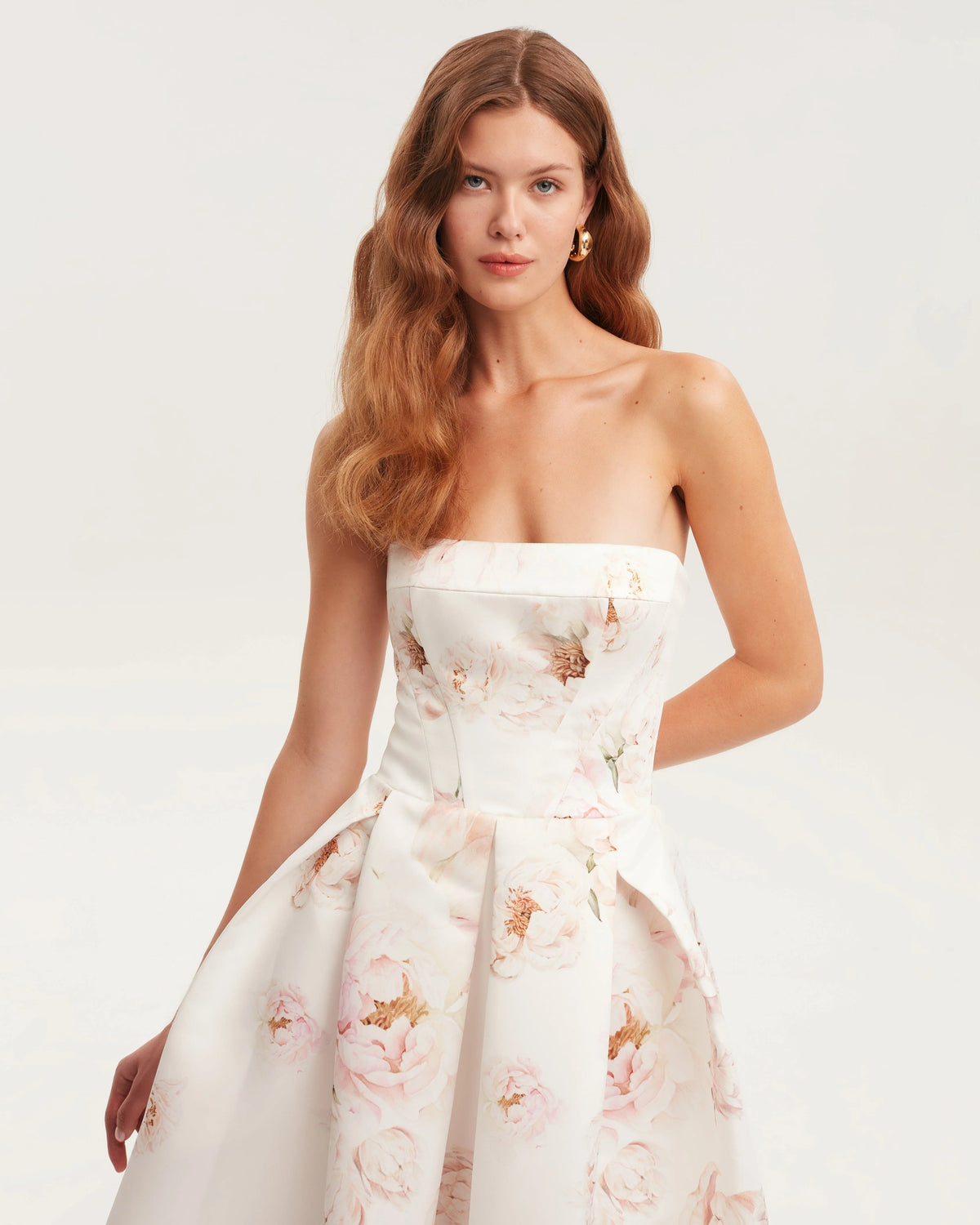 Pink peony corset midi dress Garden of Eden
