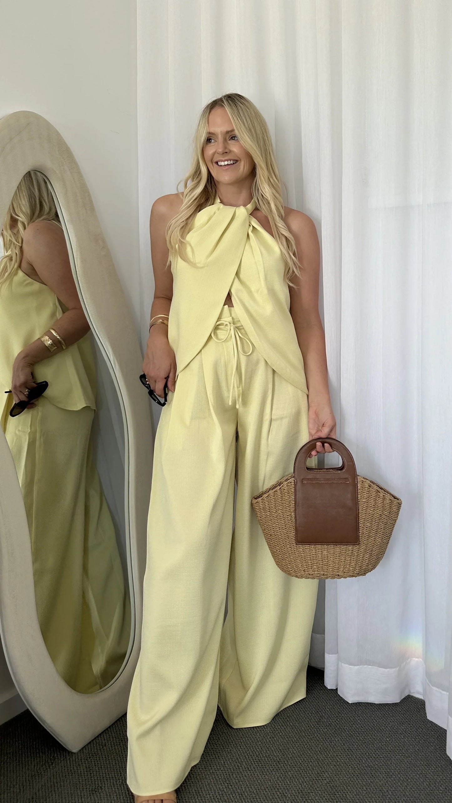 Melinda High Waist Pants Soft Yellow