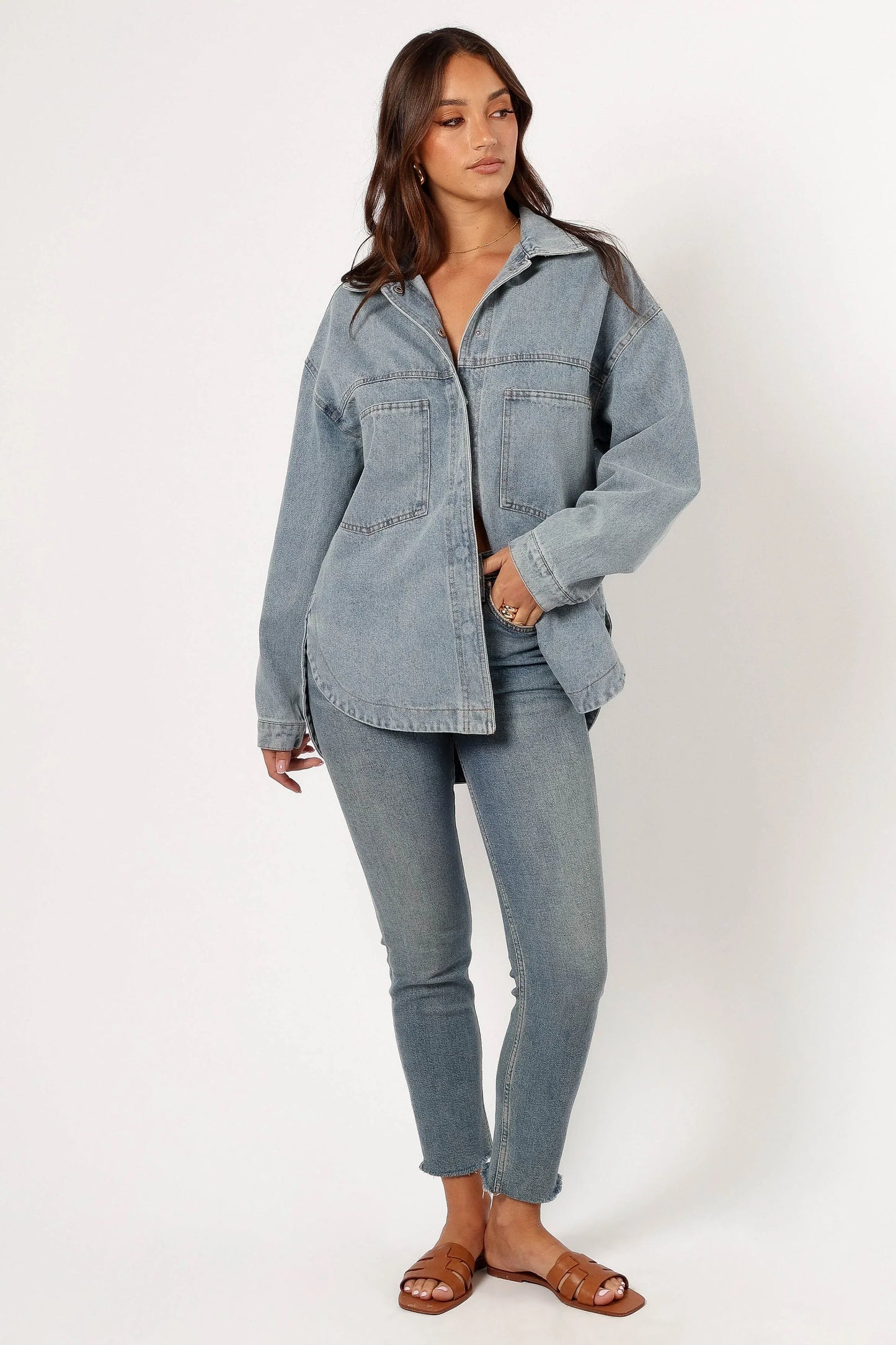 Cassie Oversized Denim Shacket Blue