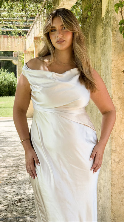 Auria Off Shoulder Maxi Dress Champagne
