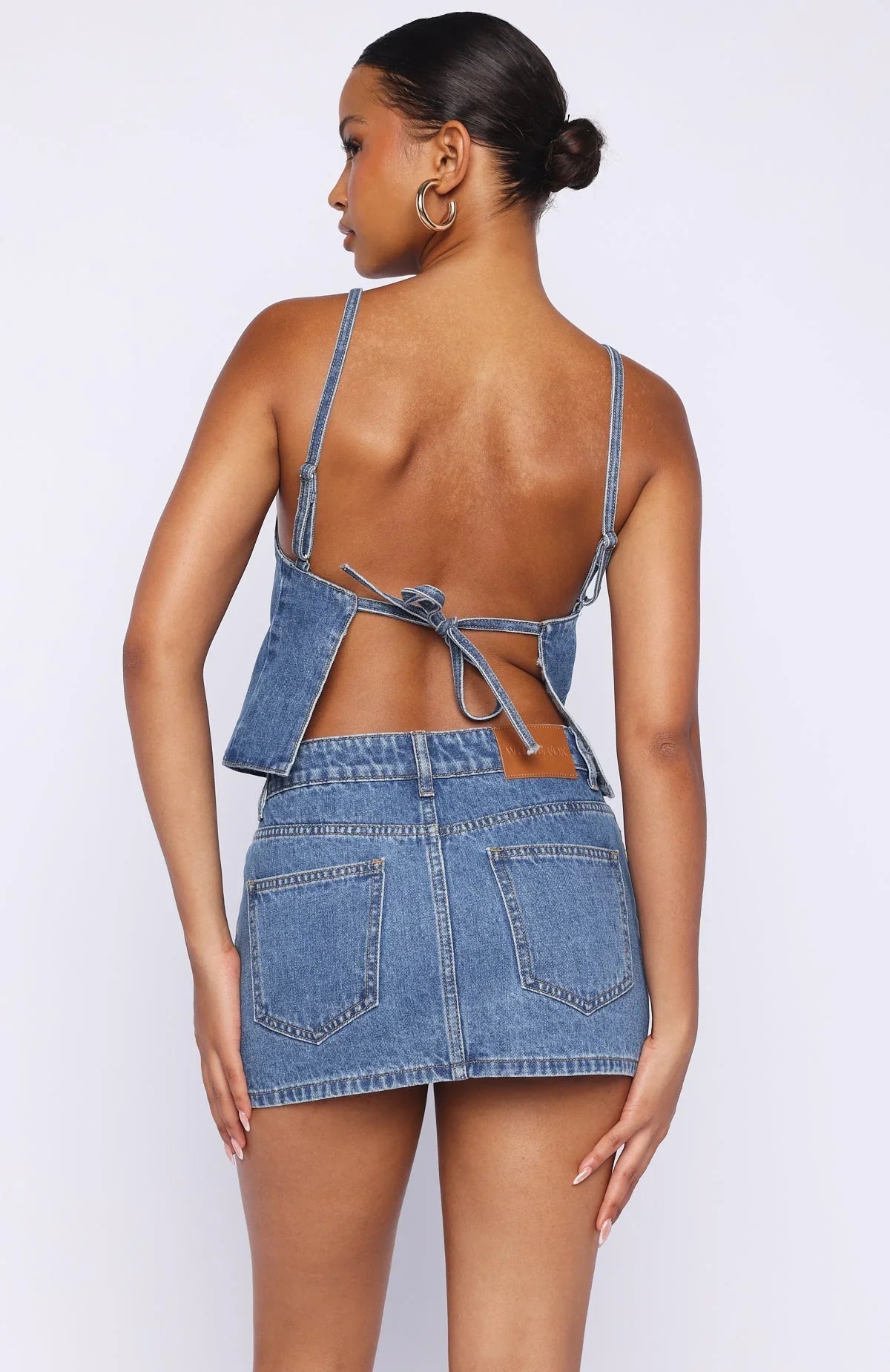 Happiness Is Key Mid Rise Denim Mini Skirt Admiral Blue