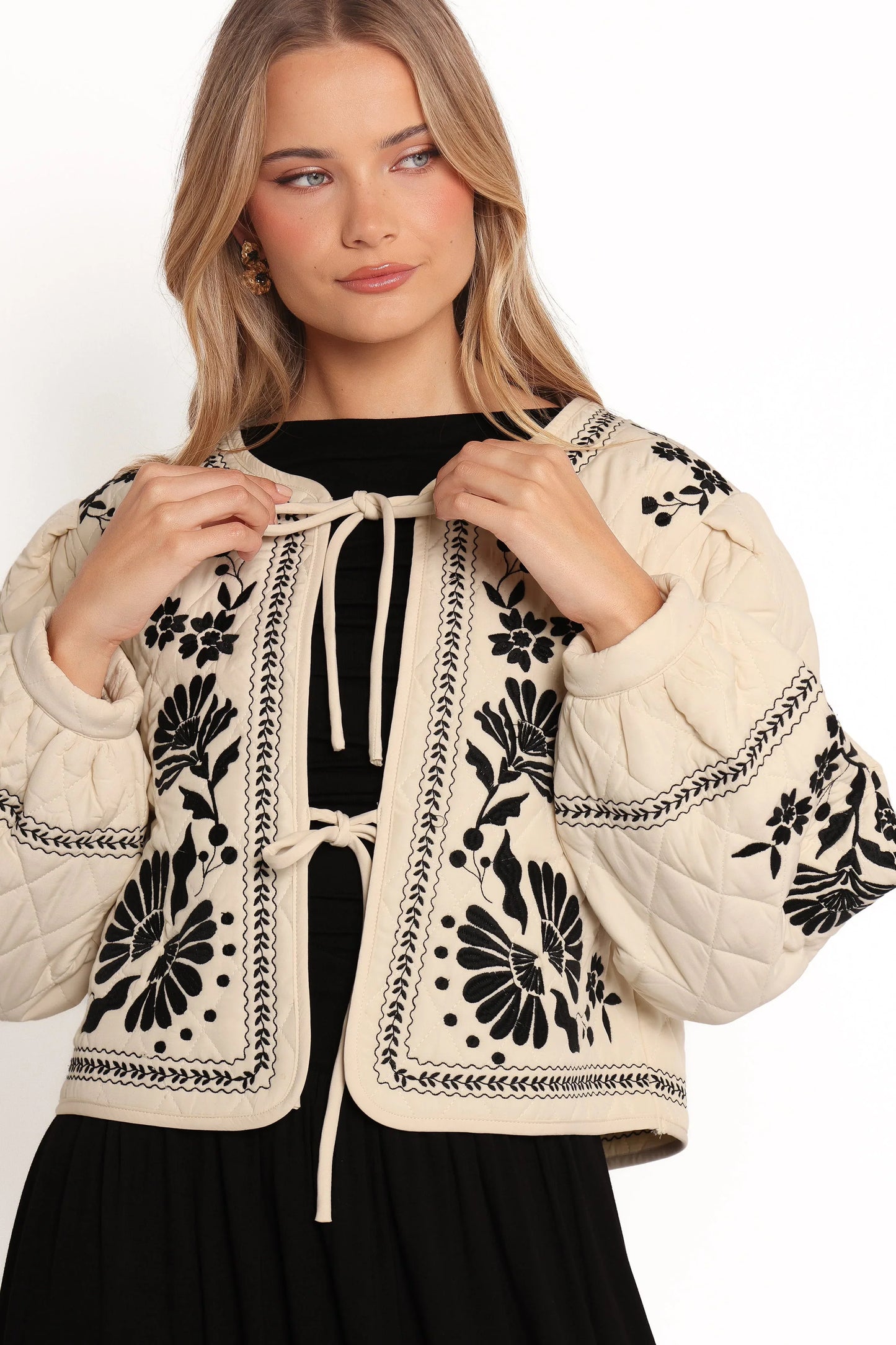 Vako Quilted Embroidered Jacket Light Taupe