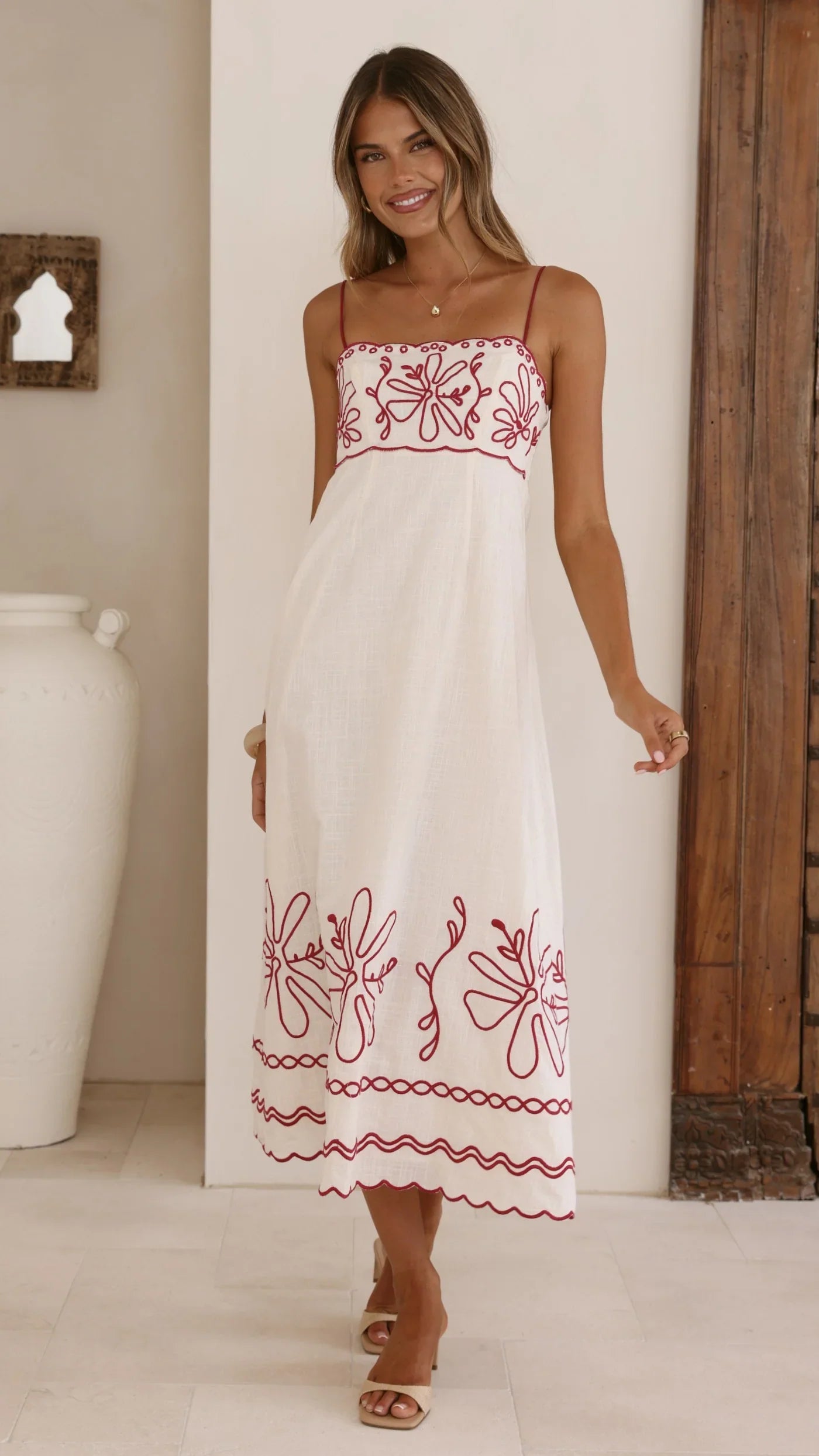 Mira Maxi Dress Cream Red