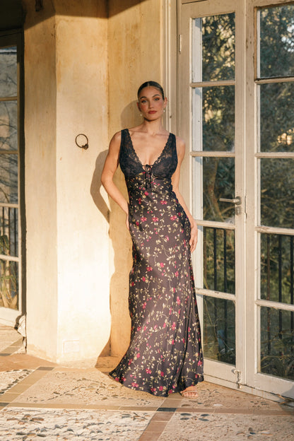 Cammy Maxi Slip Dress Midnight Floral