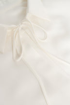 Front tie satin blouse in white Xo Xo