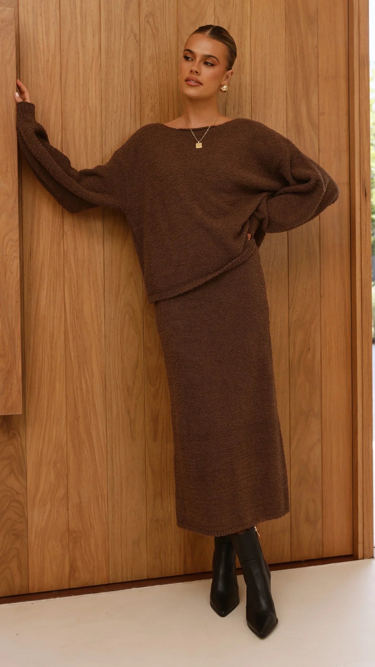 Cohen Knit Midi Skirt Chocolate