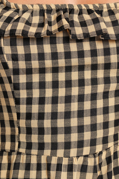 Xenia Mini Dress Black Beige Gingham