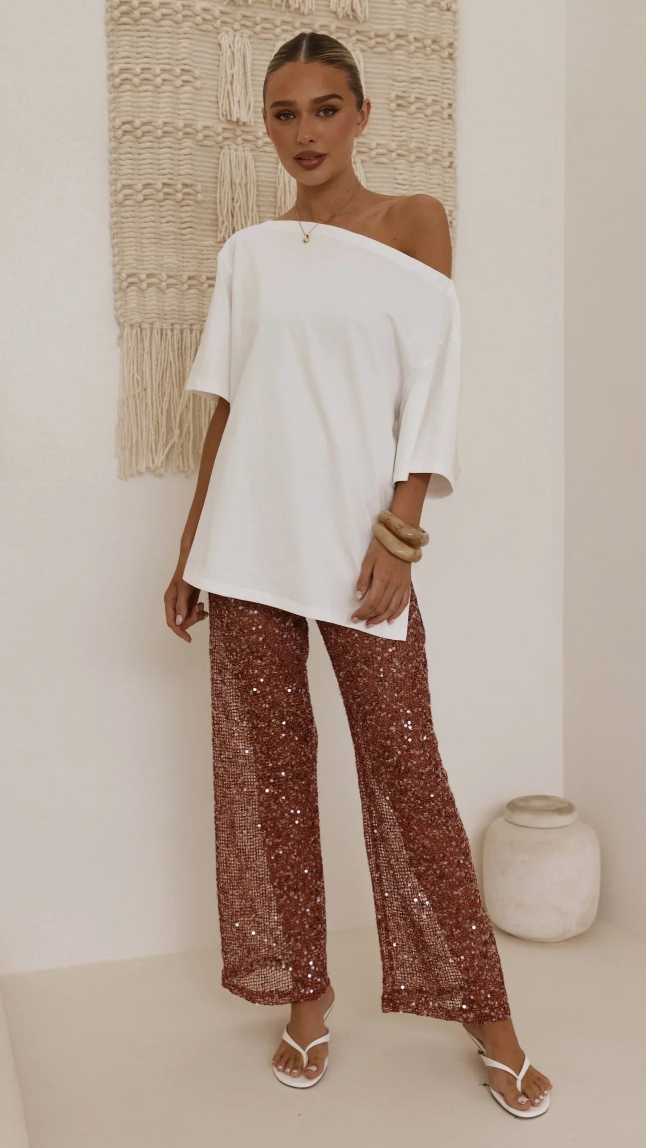 Zinnia Sequins Pant Rust