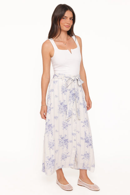 Xander Tie Waist Midi Skirt Lilac Floral