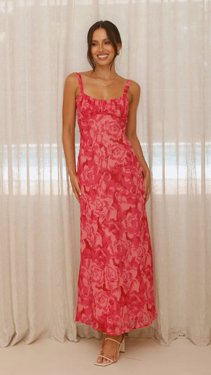 Margo Midi Dress Pink Floral