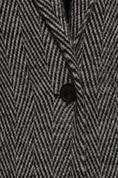 Nicoletta Single Button Herringbone Coat Black