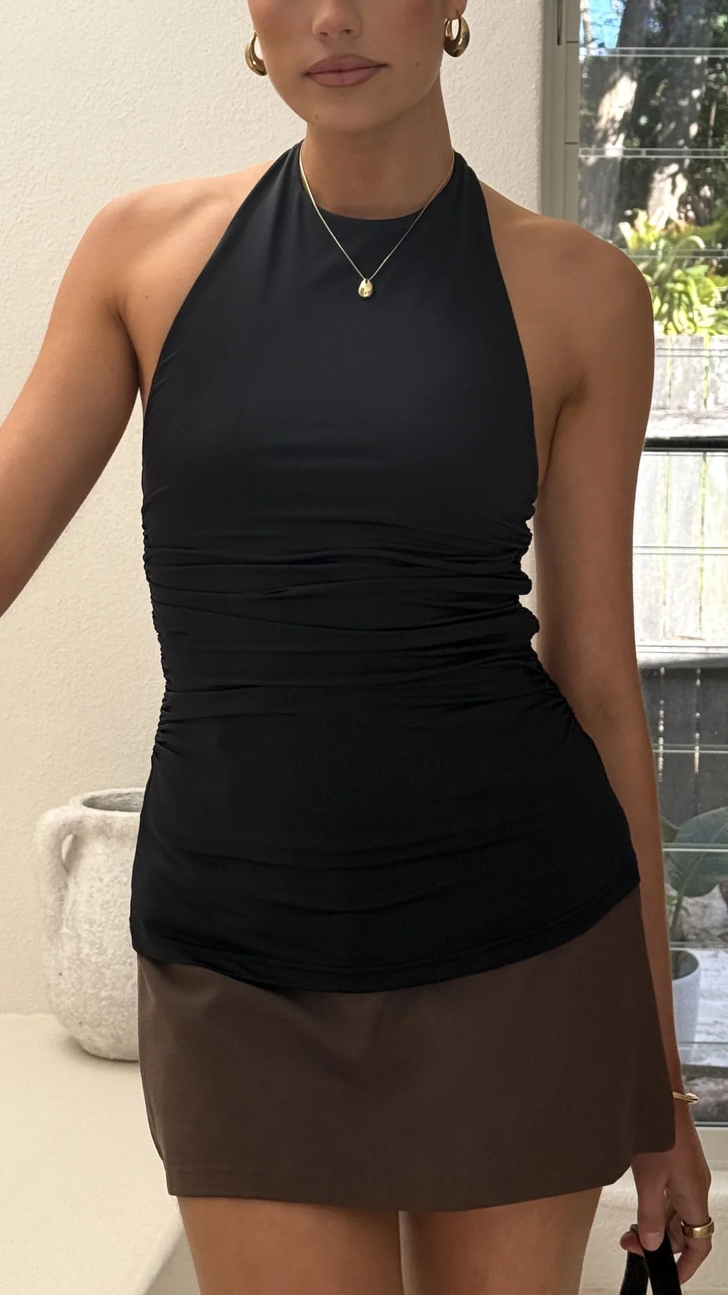 Ivy Halter Neck Top Black