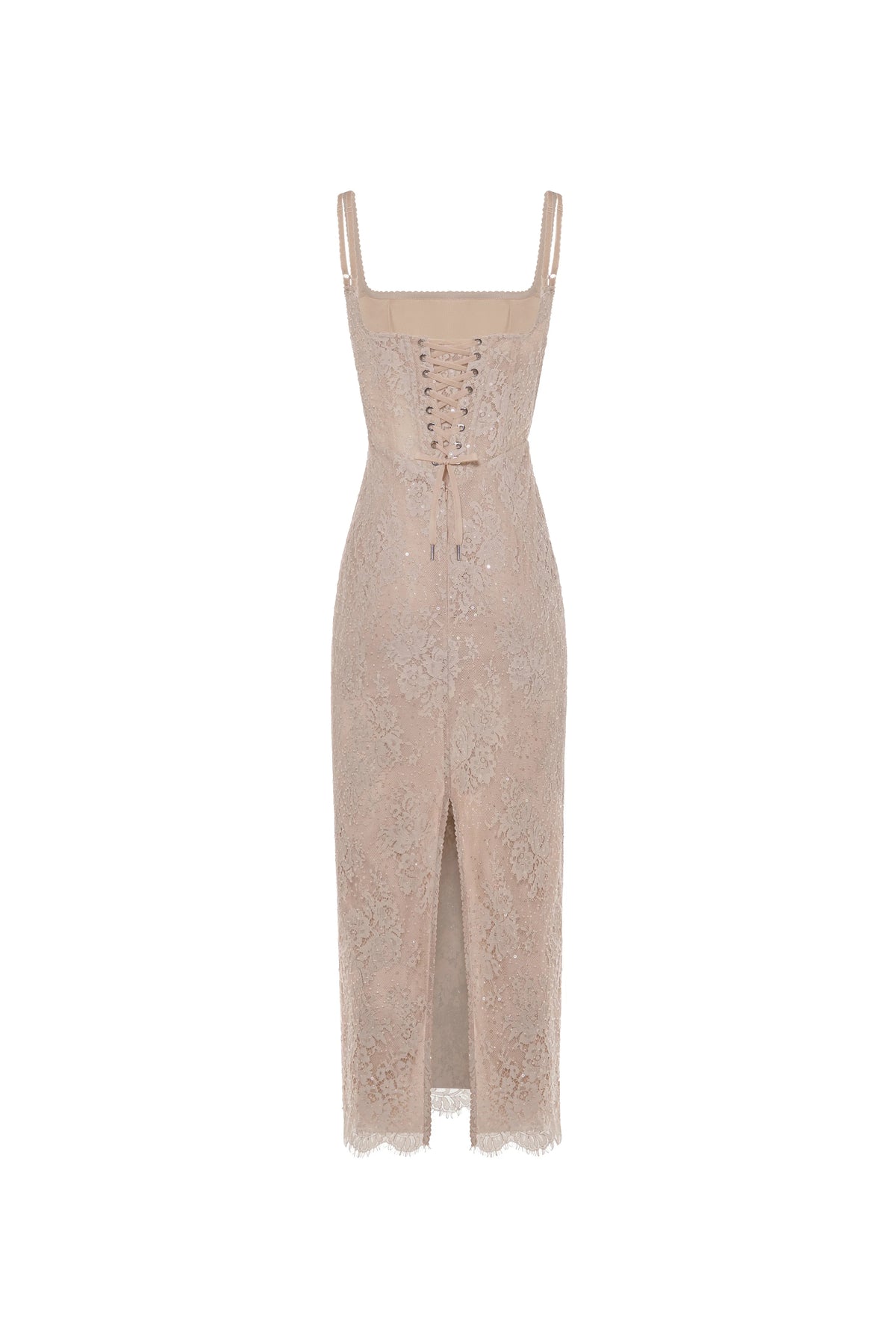 Beige sequinned maxi dress
