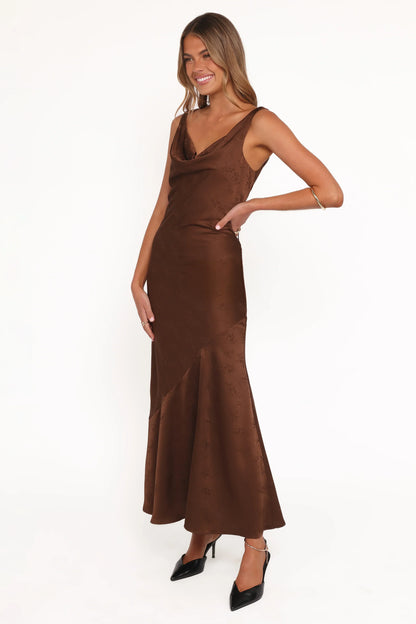 Zabrina Midi Dress Brown Floral