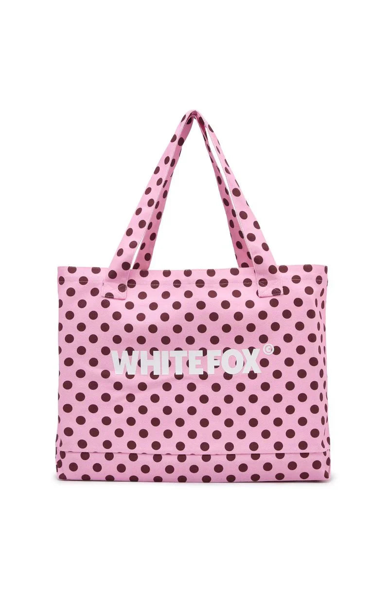 Circle Back To Me Tote Bag Pink Burgundy Polka Dot