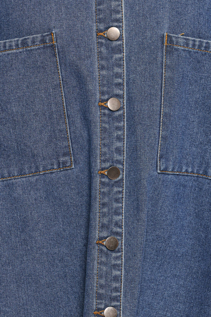 Twiggy Frayed Edge Denim Shacket Denim