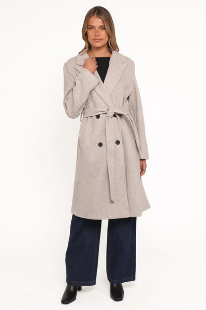 Nina Fur Collar Tie Waist Coat Cream
