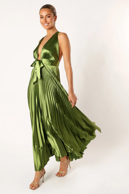 Kris Pleated Maxi Dress Martini Olive