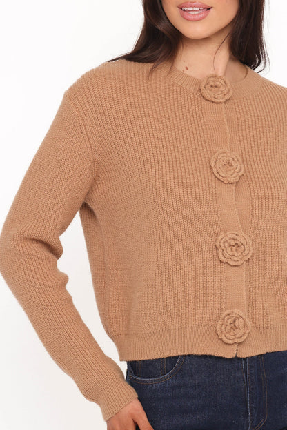 Jones Rosette Cardigan Mocha