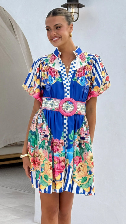 Talisha Mini Dress Positano Cobalt