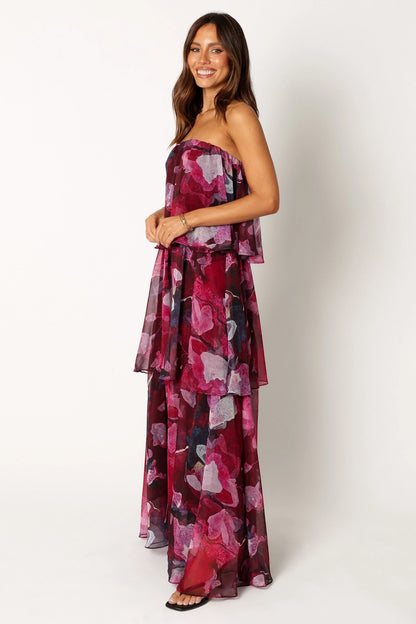 Bloom Strapless Maxi Dress Purple Floral