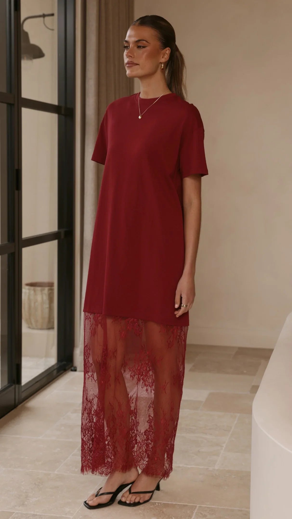 Adora T Shirt Maxi Dress Wine