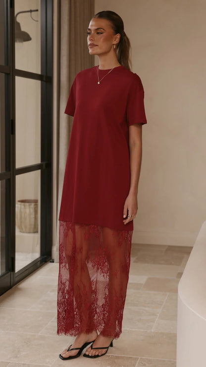 Adora T Shirt Maxi Dress Wine